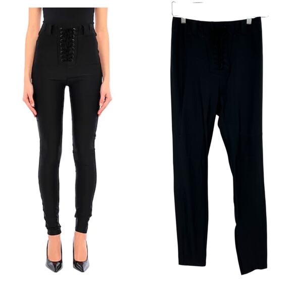 Unravel Project‎ Ben Taverniti Lace Up Leggings Skinny Satin Black Size Small - Picture 1 of 13